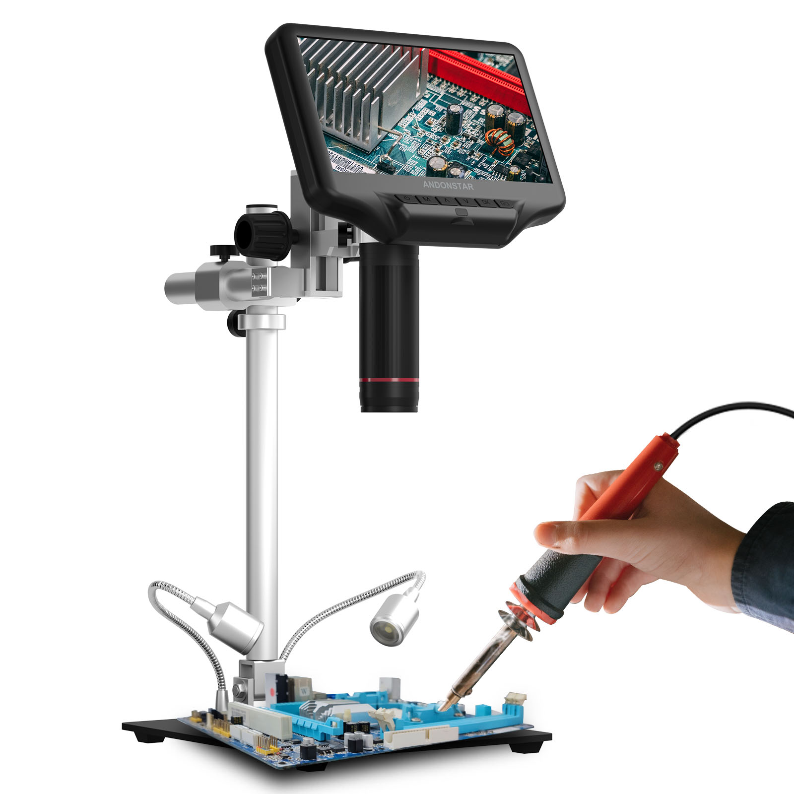 Electronics Repair Microscope - Andonstar-Microscope numérique AD407 Pro, support métallique